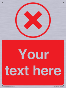 Custom red background, red cross in circle sign